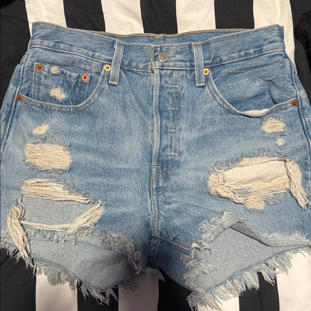 Levi's Light Blue Distressed Jean Shorts